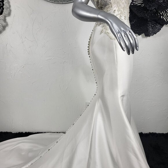 NWOT~$2600~JUSTIN ALEXANDER~SZ 6~IVORY EMBELLISHED MERMAID WEDDING DRESS GOWN - Picture 6 of 16